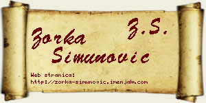 Zorka Simunović vizit kartica